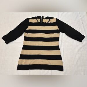 INTERMIX Black and Tan Knit Bodycon Top